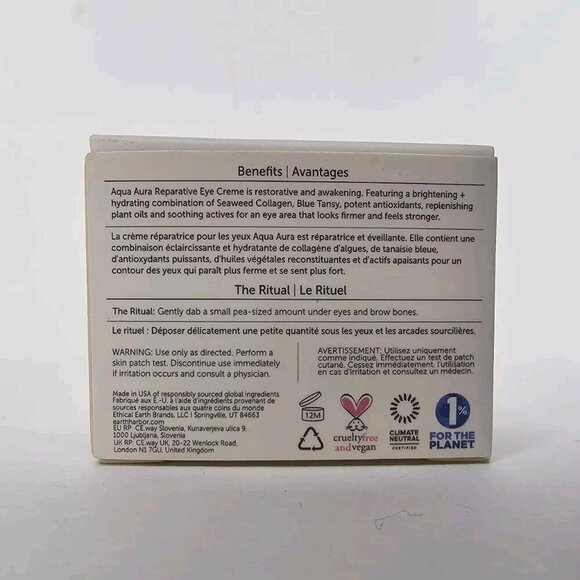 EARTH HARBOR Aqua Aura Reparative Eye Cream .5oz Restores Awakes Brightens Daily - Picture 6 of 11